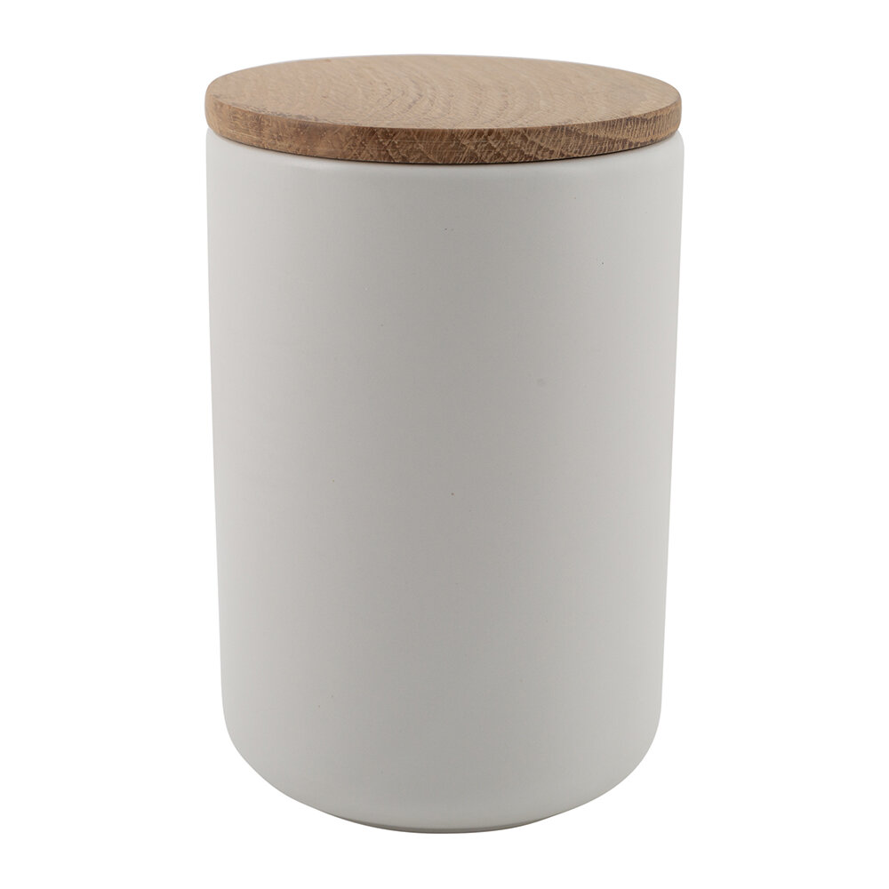 Modern - United States Ceramic Pot With Wooden Lid - White - Large Retreat  Outlet Special Offers